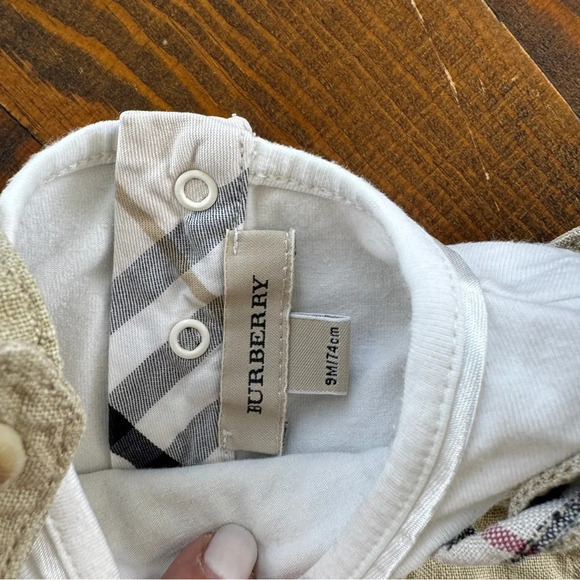 Overalls linen + top shirt 3/6 months Burberry beige - Picture 4 of 5